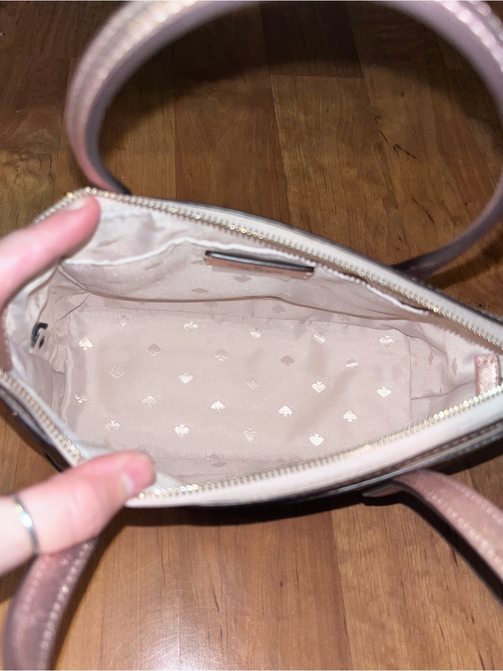 Kate Spade Rose Gold Glitter Tote with Matching Card Holder - Picture 7 of 14